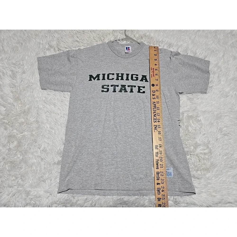 Vintage‎ Michigan State Russell Athletic YOUTH L T-Shirt Thrashed Spartans MSU